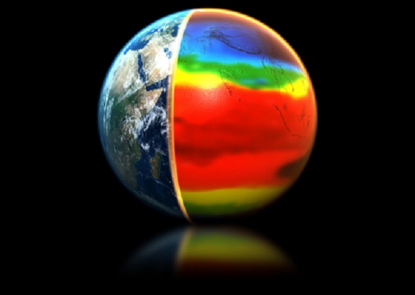 World globe shown with thermal heat to show global warming